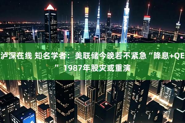 泸深在线 知名学者：美联储今晚若不紧急“降息+QE” 1987年股灾或重演