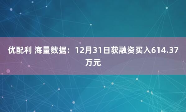 优配利 海量数据：12月31日获融资买入614.37万元
